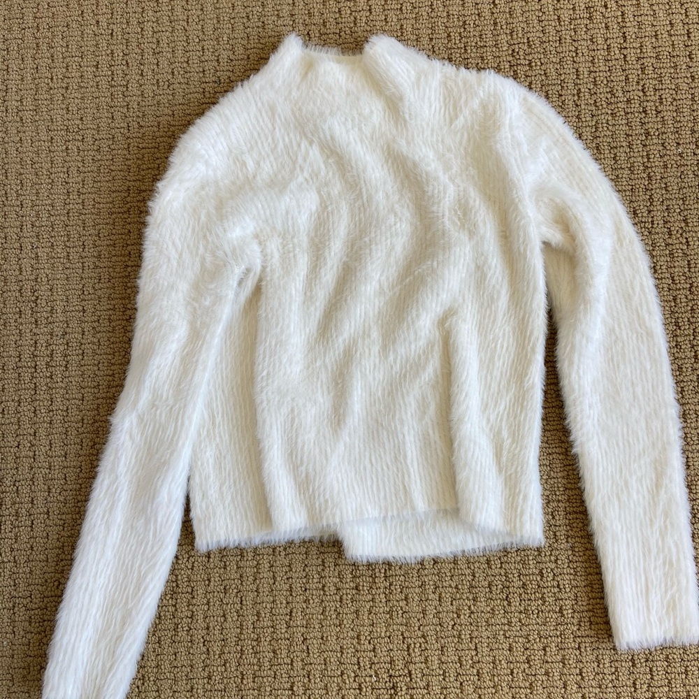 Banana Republic White Mockneck Eyelash Sweater